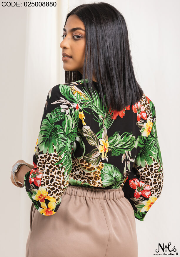 V NECK PRINTED BLOUSE